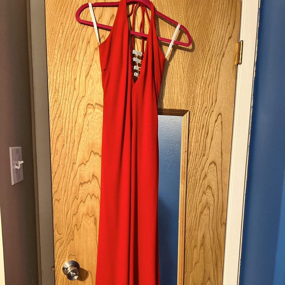 Red prom dress.